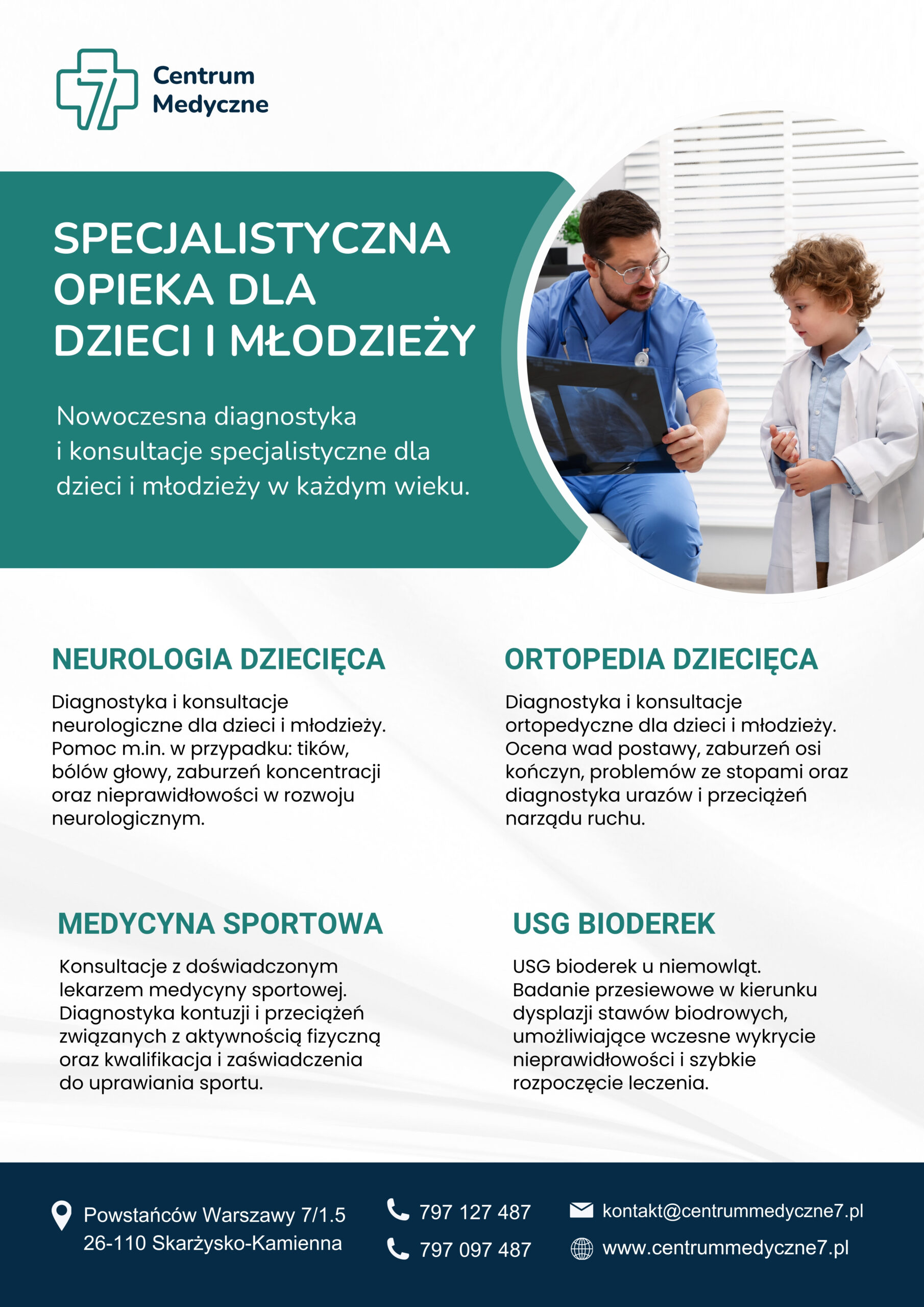 Badania dla dzieci Skarżysko – neurolog dziecięcy, ortopeda dziecięcy, medycyna sportowa i diagnostyka dzieci